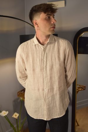 Portofiori Camicia Geranio Lino Riga Beige