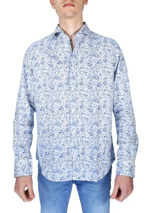 Portofiori Camicia Garofano Fantasia Fiorata Celeste