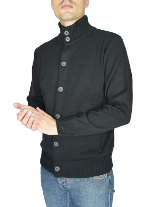 Filidoro Cardigan Bottoni Punto Milano Nero