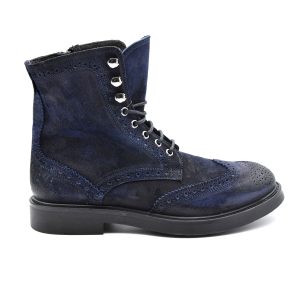 Duequattrosette Stivaletto Stringato Crosta Navy