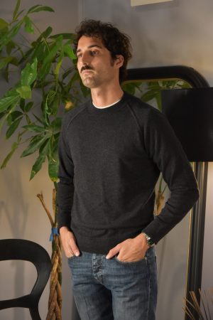 Bl'ker Tom Knit Raglan Wool & Cashmere Antracite