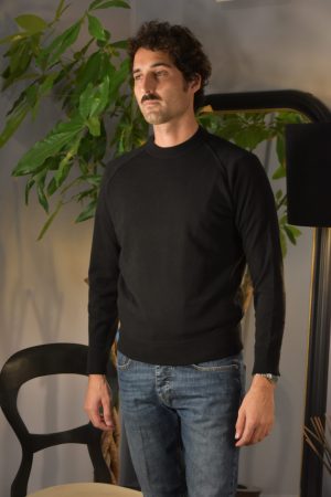Bl'ker Tom Knit Raglan Wool & Cashmere Black