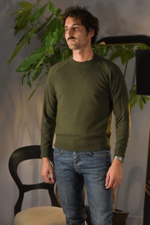 Bl'ker Tom Knit Raglan Wool & Cashmere Military