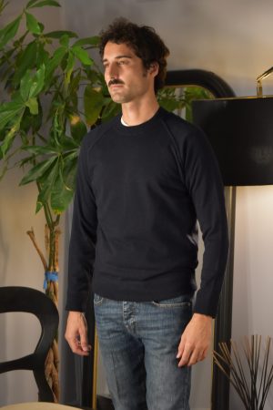 Bl'ker Tom Knit Raglan Wool & Cashmere Navy