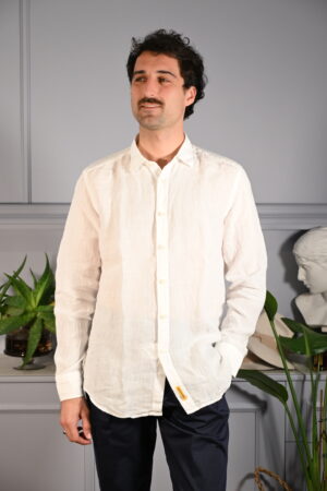 BD Baggies Camicia Bradford in Lino Bianco