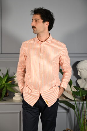 BD Baggies Camicia Lino Riga Arancio