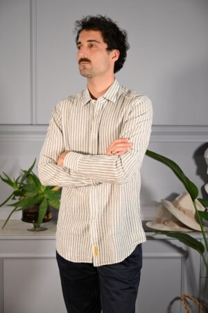 BD Baggies Camicia Lino Riga Verde