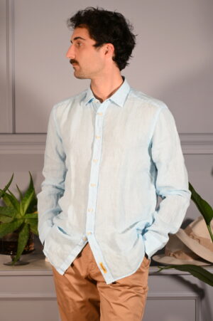 BD Baggies Camicia Bradford in Lino Celeste