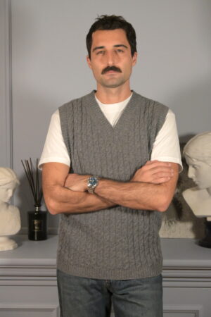 AMARANTO - GILET TRECCIA CENERE